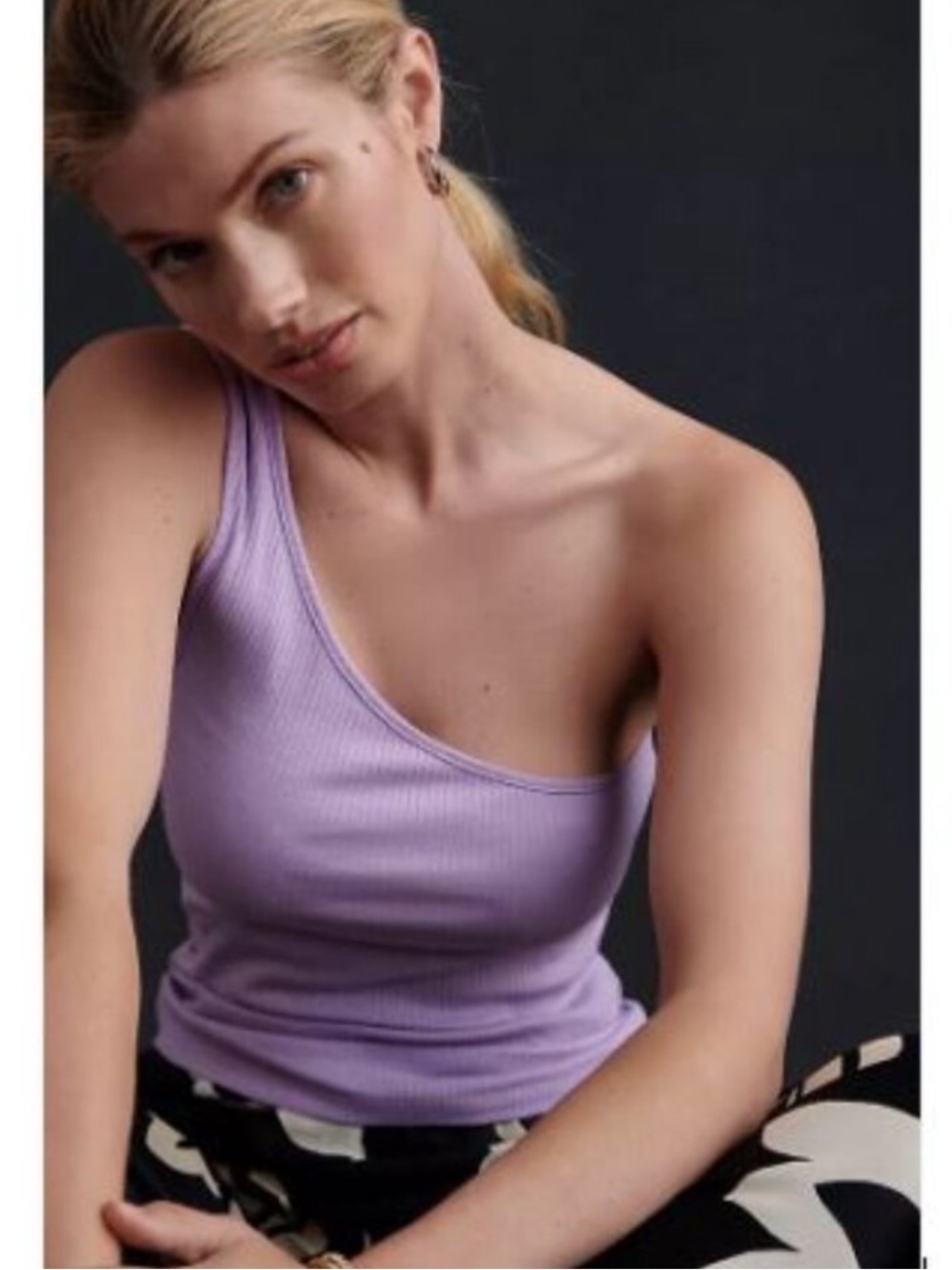 Anthropologie One-shoulder Ribbed Tank Top in Lilac Women’s Size XS EUC